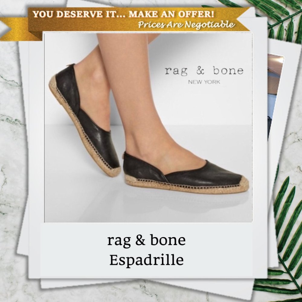 rag & bone Espadrille Flat in Black - Picture 1 of 8